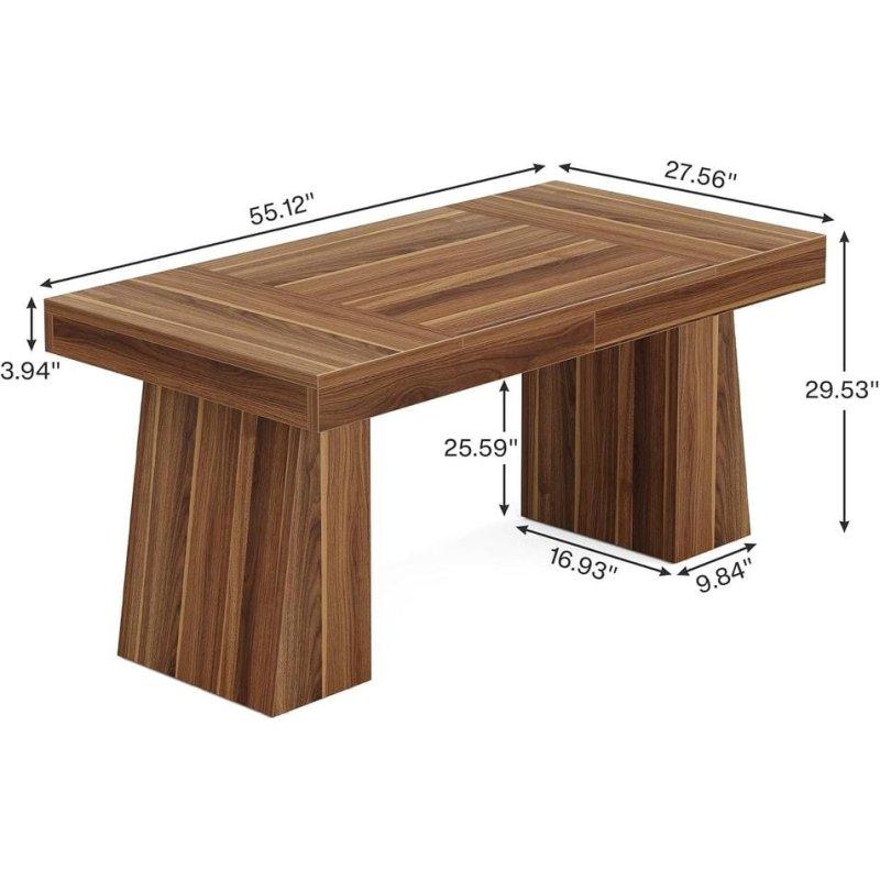 Kahverengi MDF Dikdörtgen 6 Kişilik Bohem Yemek Masası - 141x71 cm - 237283