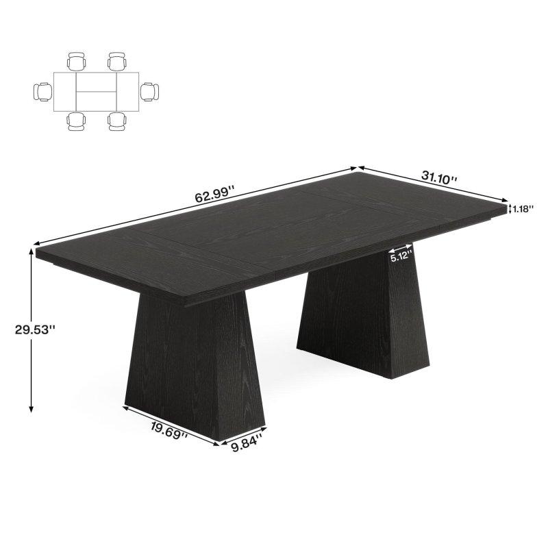 Kahverengi MDF Dikdörtgen Konik Ayaklı Bohem Yemek Masası - 160x79 cm - 237823