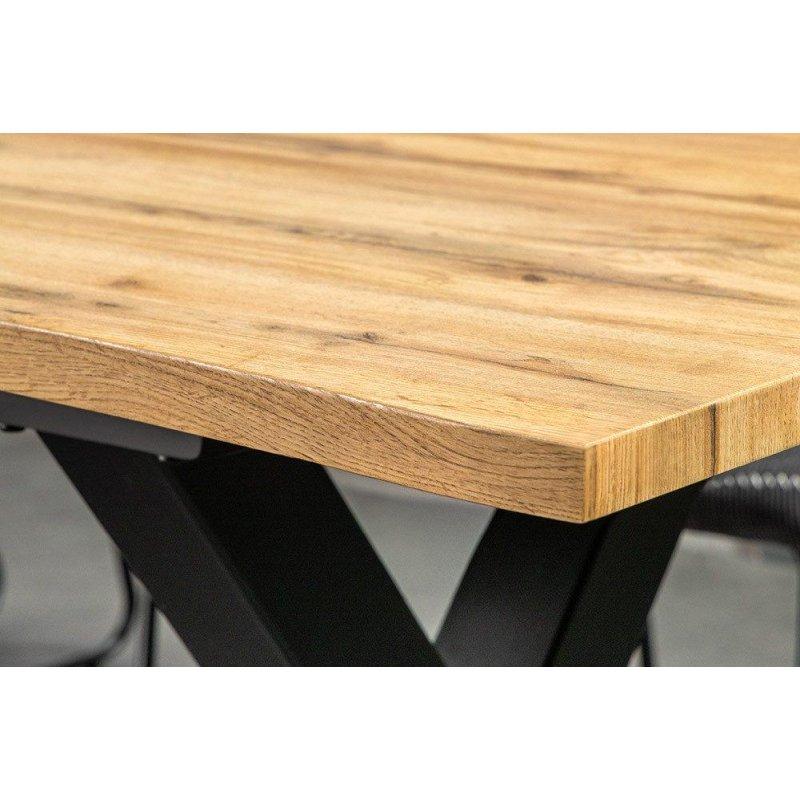 Kahverengi MDF Doğal Kenarlı Büyüyebilen Siyah Metal X Ayaklı Bohem Yemek Masası - 180-220 cm - 236542