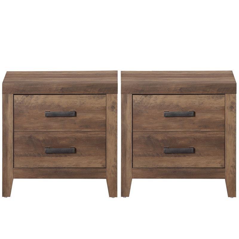 Kahverengi MDF İki Çekmeceli İkili Set Komodin - 58x39x59 cm - 223235