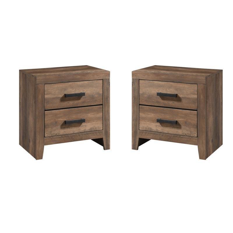 Kahverengi MDF İki Çekmeceli İkili Set Komodin - 58x39x59 cm - 223235