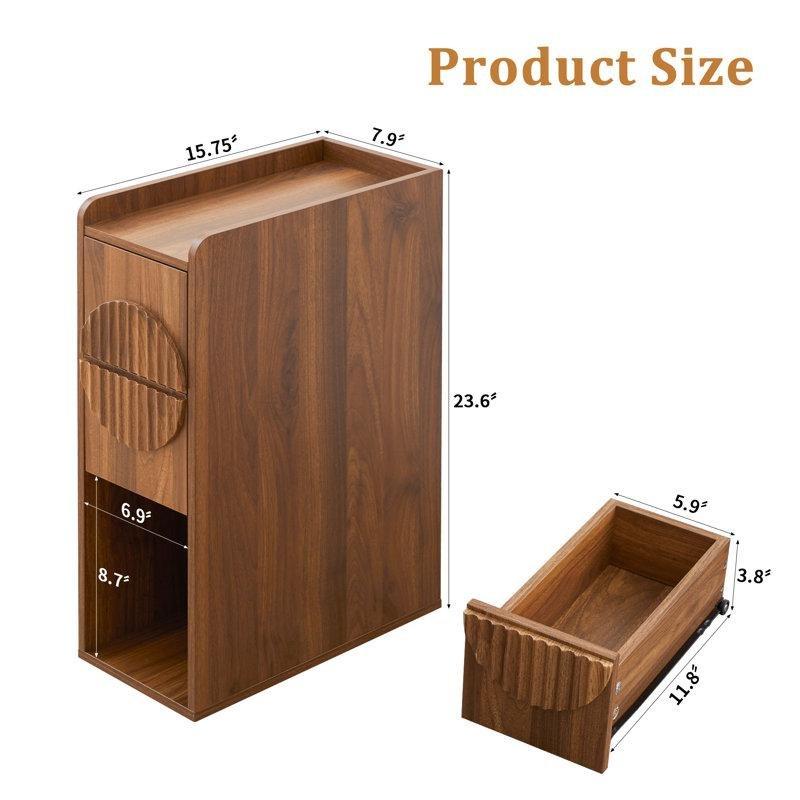 Kahverengi MDF İkili Set Çekmeceli ve Raflı Komodin - 21x41x60 cm - 222621