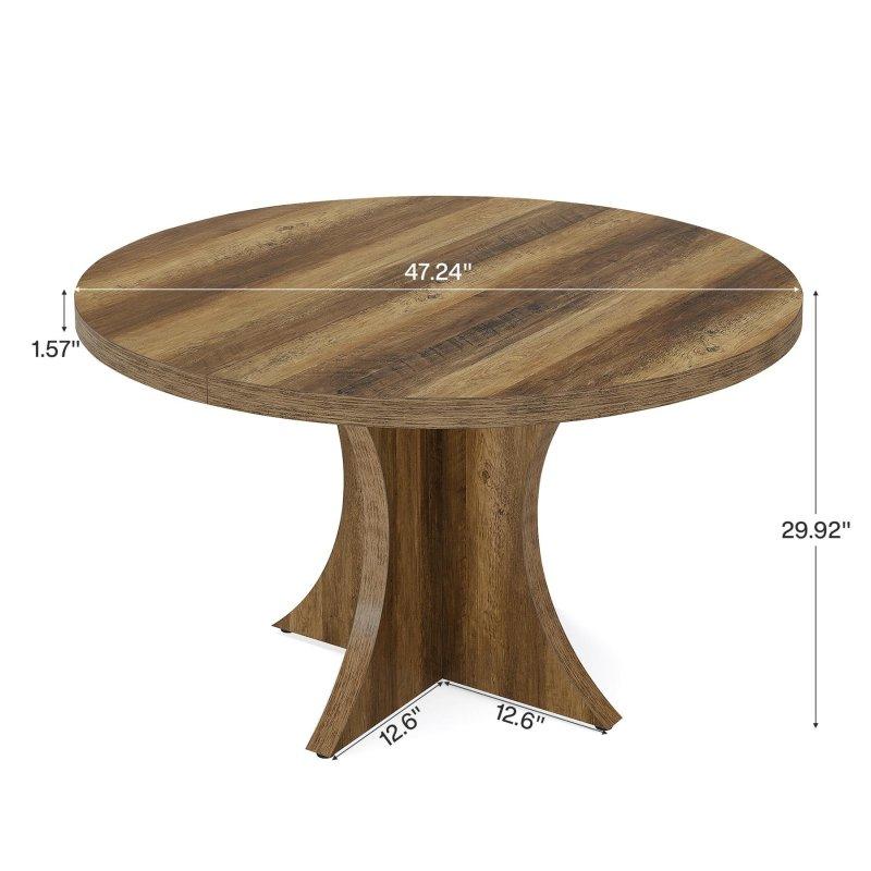 Kahverengi MDF Kaide Ayaklı Yuvarlak Bohem Yemek Masası - 120 cm - 237354