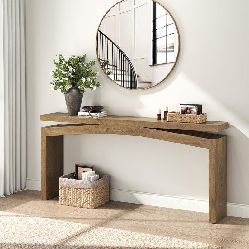 Kahverengi MDF Kır Evi Tarzı Ekstra Uzun Koltuk Arkası Dresuar - 161 cm - 217645