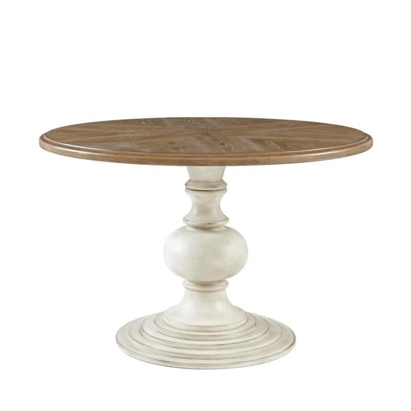Kahverengi MDF Kül Kaplama Kaide Ayaklı Yuvarlak Bohem Yemek Masası - Ø117 cm - 238068