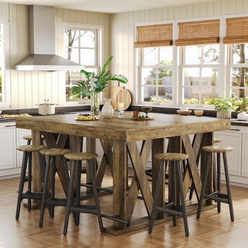 Kahverengi MDF Metal Ayak Dayamalı Dikdörtgen Bar Masası - 160 cm - 231920