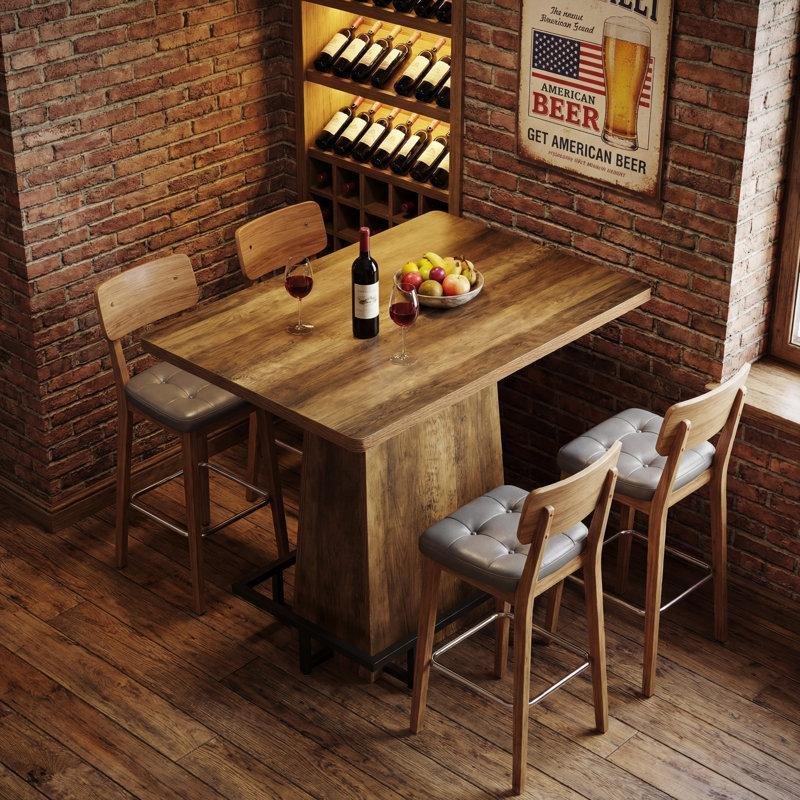Kahverengi MDF Metal Ayak Dinlendirmeli Rustik Bar Masası - 120 cm - 231982
