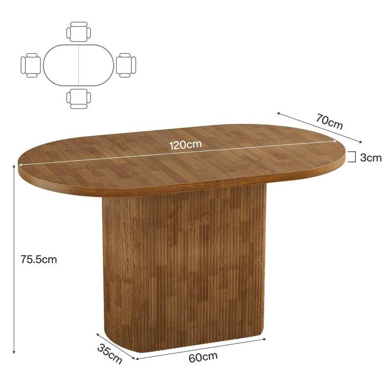Kahverengi MDF Oval Ahşap Ayaklı Bohem Yemek Masası - 120x70 cm - 235933