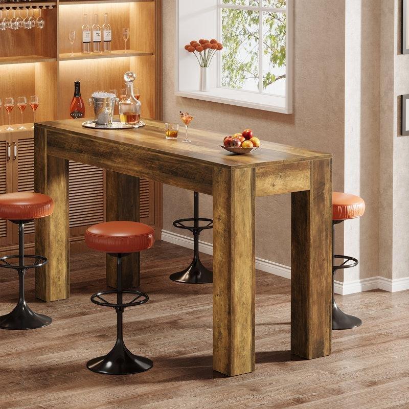 Kahverengi MDF Rustik Ahşap Dokulu Bar Masası - 160x60x100 cm - 231432