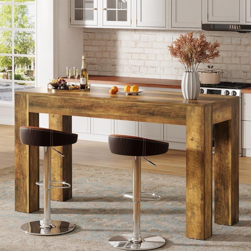 Kahverengi MDF Rustik Dört Ayaklı Bar Masası - 160 cm - 231909