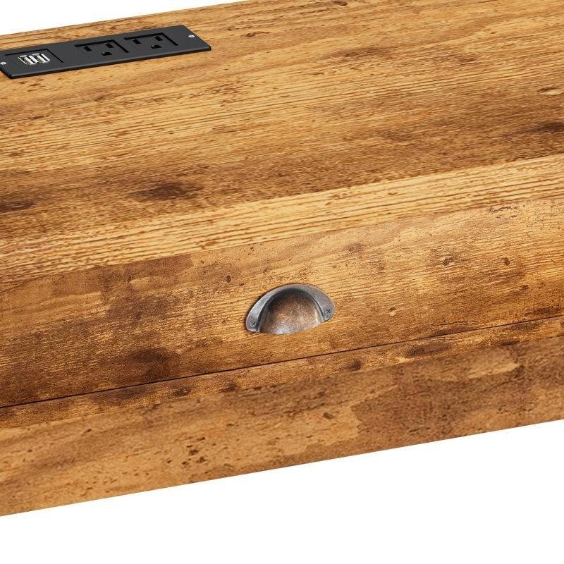 Kahverengi MDF ve Metal 3 Çekmeceli Prizli 3 Tabureli Koltuk Arkası Dresuar - 154x41 cm - 217633