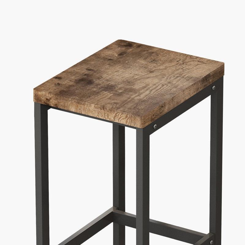Kahverengi MDF ve Siyah Metal 3 Tabureli Dikdörtgen Koltuk Arkası Dresuar - 153 cm - 218447