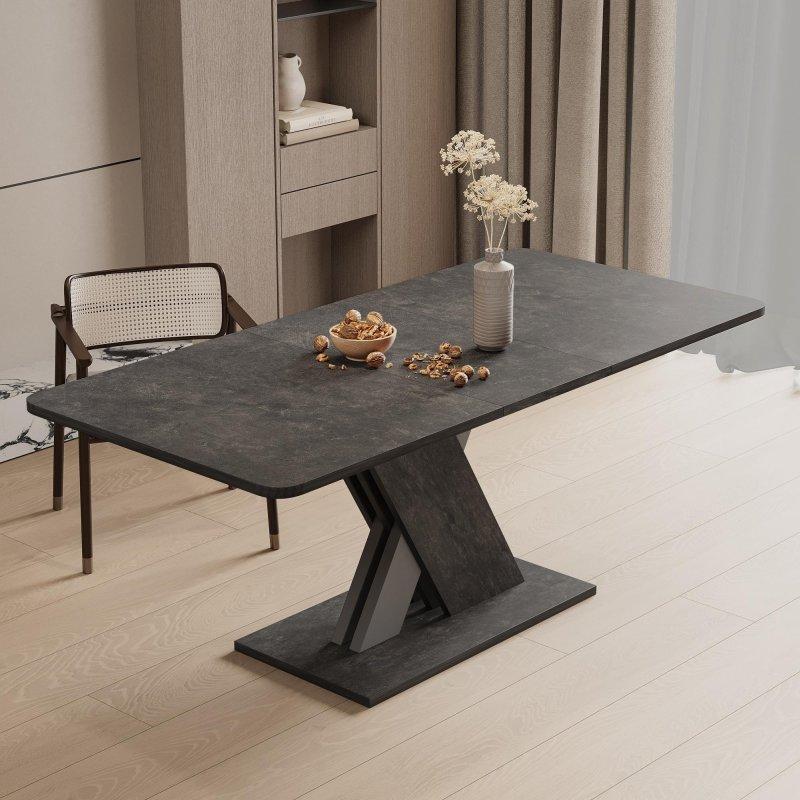 Kahverengi MDF ve Sunta Büyüyebilen X Ayaklı Bohem Yemek Masası - 181 cm - 238052