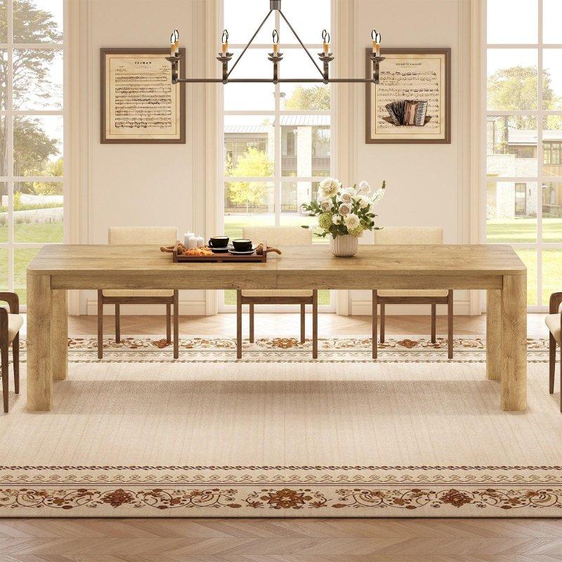 Kahverengi MDF Yuvarlak Kenarlı 6-8 Kişilik Bohem Yemek Masası - 200 cm - 237333