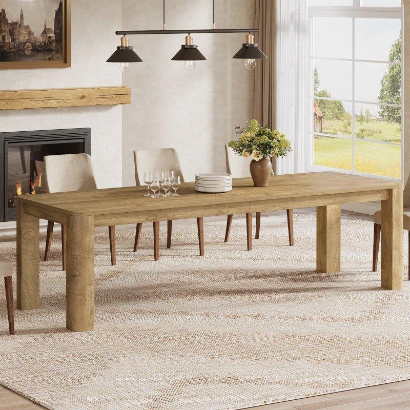 Kahverengi MDF Yuvarlak Kenarlı 6-8 Kişilik Bohem Yemek Masası - 200 cm - 237333