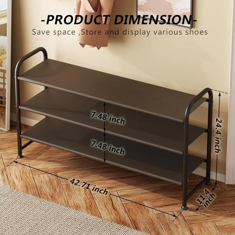 Kahverengi Metal 3 Katlı 18 Çift Kapasiteli Ayakkabılık - 109 cm - 227473