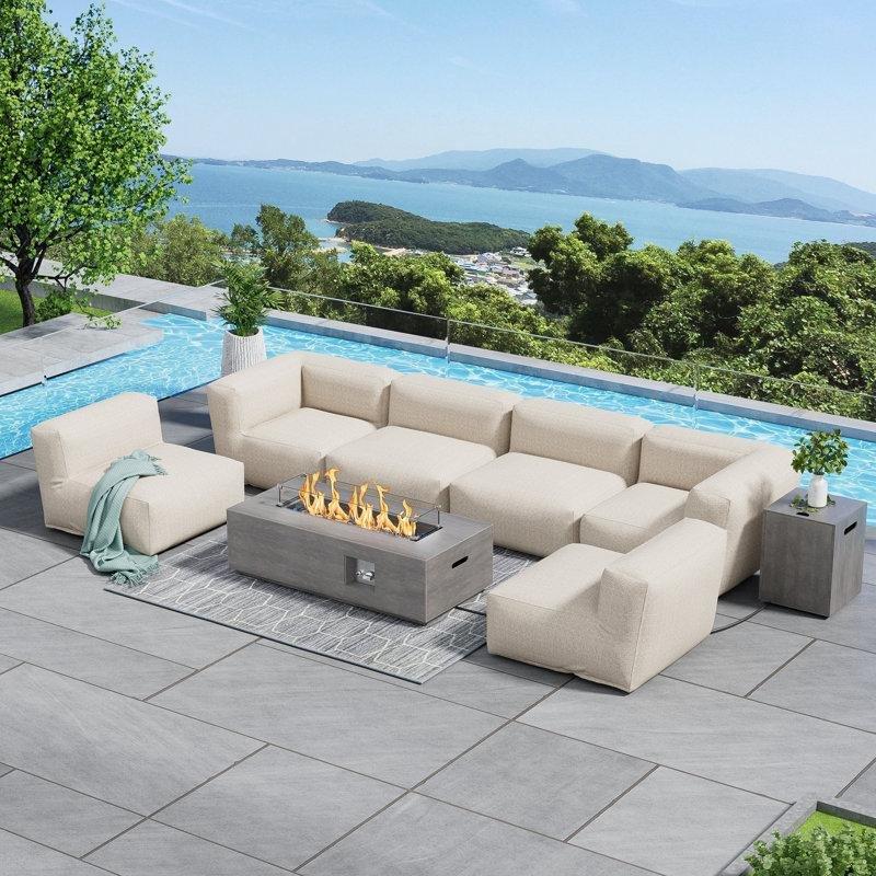 Kahverengi Metal Ateş Çukurlu Modüler Bahçe Takımı - 210722