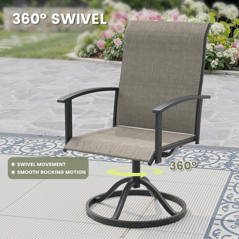 Kahverengi Metal Döner Sandalyeli Bahçe Masa Takımı - 127 cm - 215369