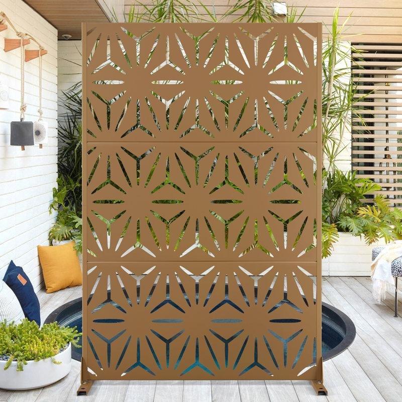 Kahverengi Metal Lazer Kesim Bağımsız Duruşlu Bahçe Paravanı - 122x183 cm - 173038