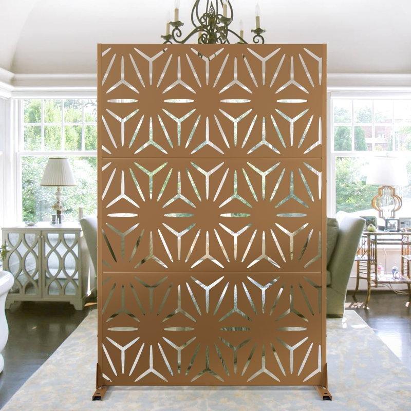 Kahverengi Metal Lazer Kesim Bağımsız Duruşlu Bahçe Paravanı - 122x183 cm - 173038