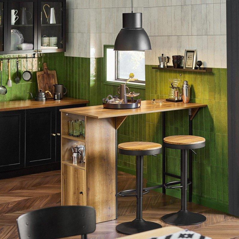 Kahverengi Metal Raflı Dolaplı Bar Masası - 120x63x95 cm - 232616
