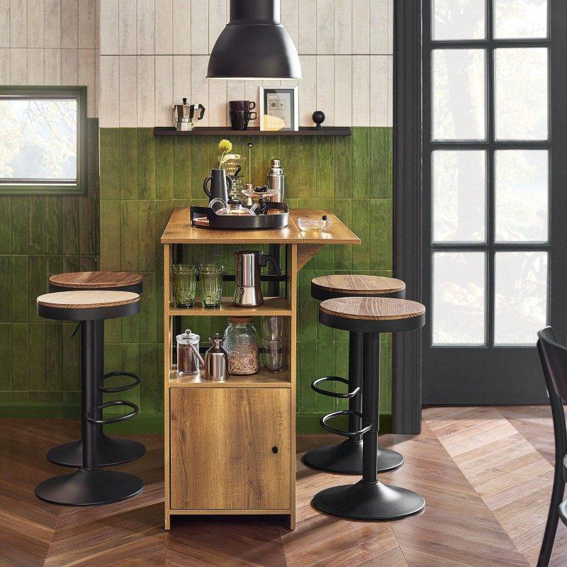 Kahverengi Metal Raflı Dolaplı Bar Masası - 120x63x95 cm - 232616