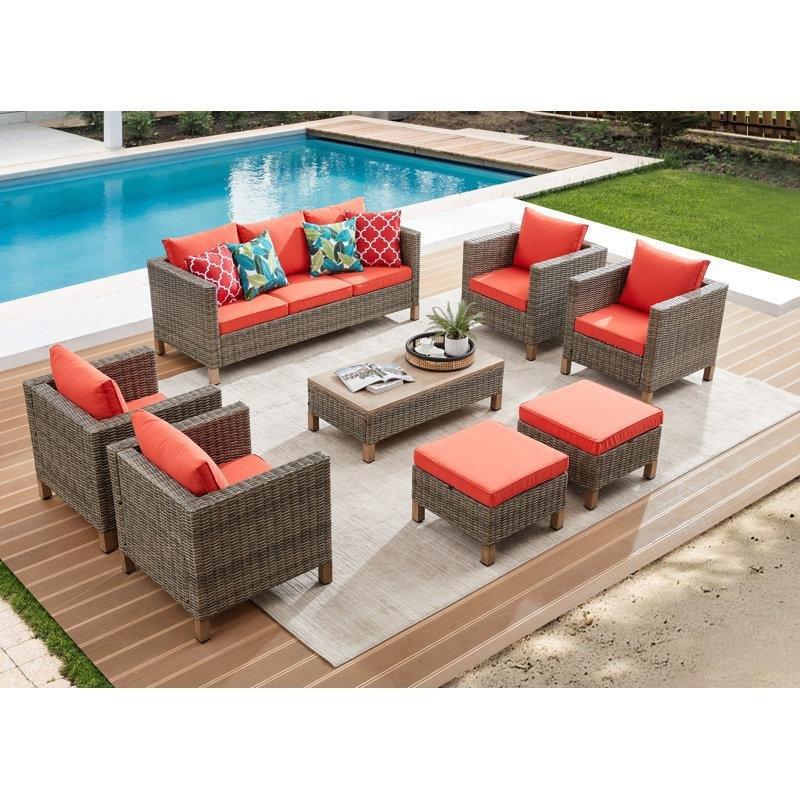 Kahverengi Metal Rattan 9 Kişilik Minderli Bahçe Takımı - 211576