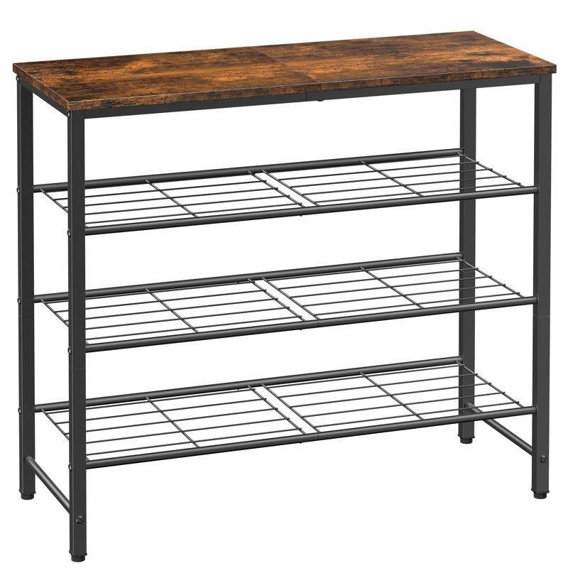 Kahverengi Metal ve Ahşap 4 Raflı Geniş Kapasiteli Ayakkabılık - 75x29x63 cm - 229172