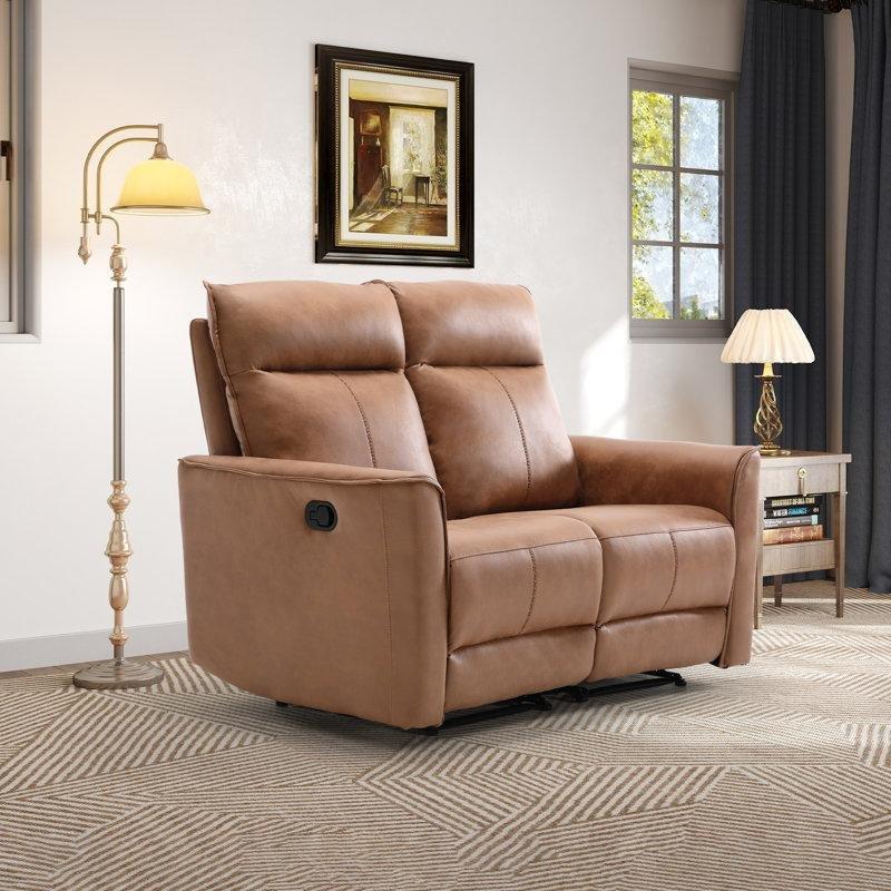 Kahverengi Mikrofiber Kumaş Manuel Mekanizmalı İkili Koltuk - 139 cm - 208010