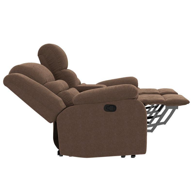 Kahverengi Mikrofiber Manuel Mekanizmalı Bardaklıklı İkili Koltuk - 182 cm - 207560