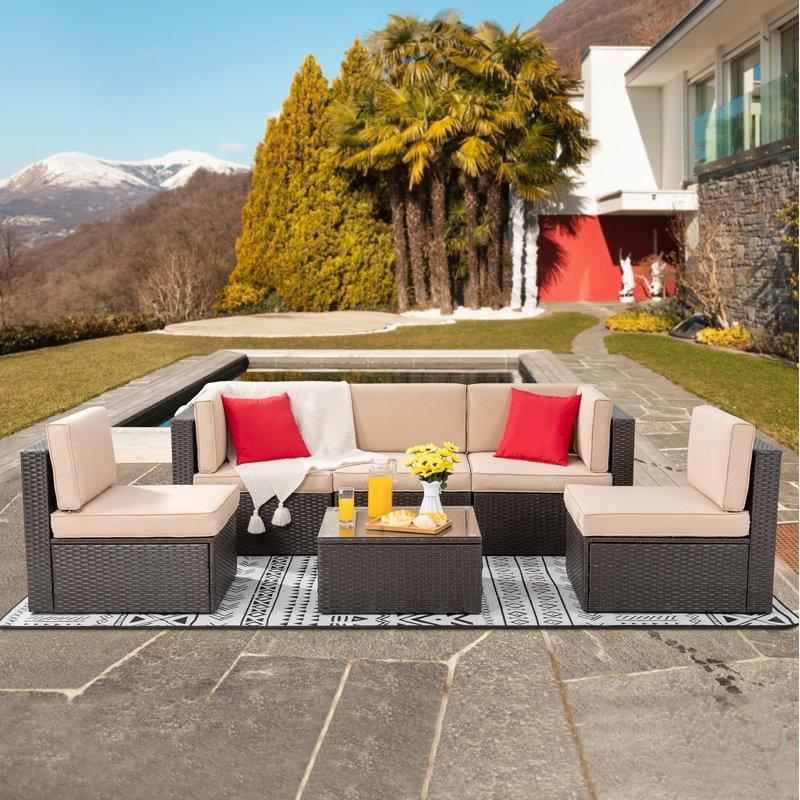 Kahverengi PE Rattan Modüler 5 Kişilik Bahçe Takımı - 211100
