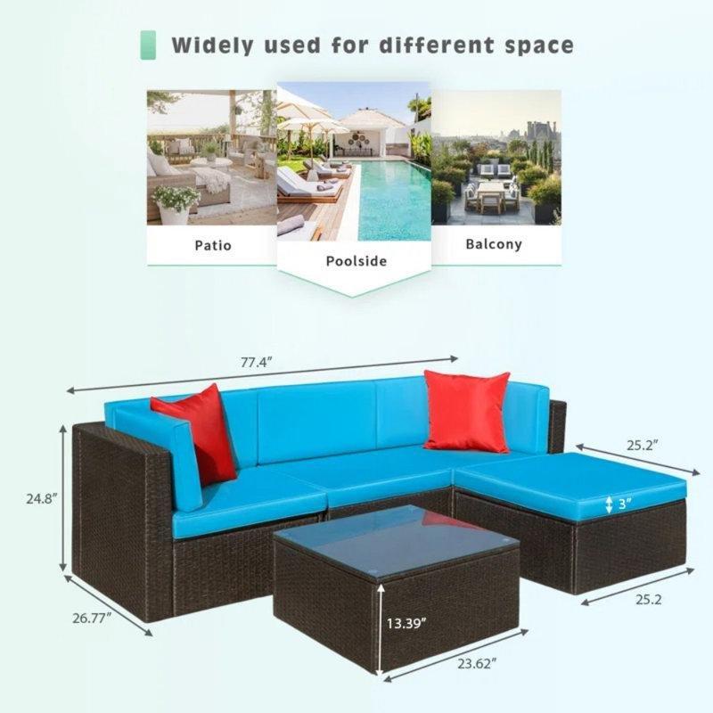 Kahverengi PE Rattan Modüler Minderli 4 Kişilik Bahçe Takımı - 209025