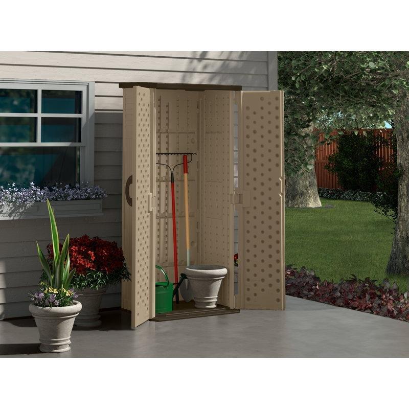 Kahverengi Plastik Dikey Çift Kapılı Bahçe Dolabı - 84x67x183 cm - 163330