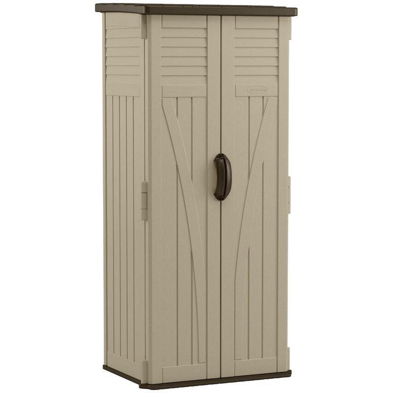 Kahverengi Plastik Dikey Çift Kapılı Bahçe Dolabı - 84x67x183 cm - 163330