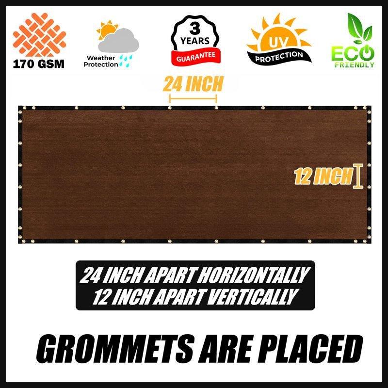 Kahverengi Plastik UV Korumalı Pirinç Kapsüllü Balkon Çiti - 153x305 cm - 174745