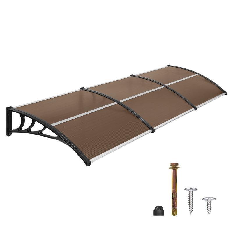 Kahverengi Polikarbon Alüminyum Kavisli Kapı Üstü Sundurma - 295x97 cm - 165958
