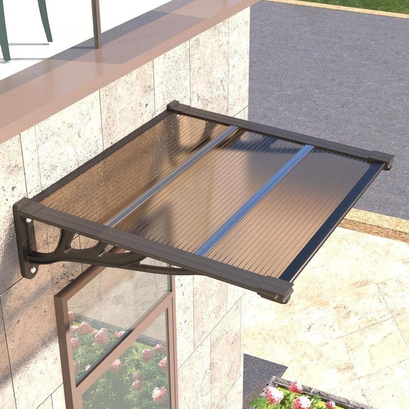 Kahverengi Polikarbon Modüler Kavisli Kapı Üstü Sundurma - 122x90 cm - 165724