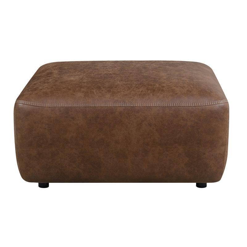 Kahverengi Polyester Kumaş Alçak Ahşap Ayaklı Dikdörtgen Puf - 100x82 cm - 164938