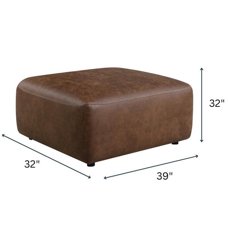 Kahverengi Polyester Kumaş Alçak Ahşap Ayaklı Dikdörtgen Puf - 100x82 cm - 164938