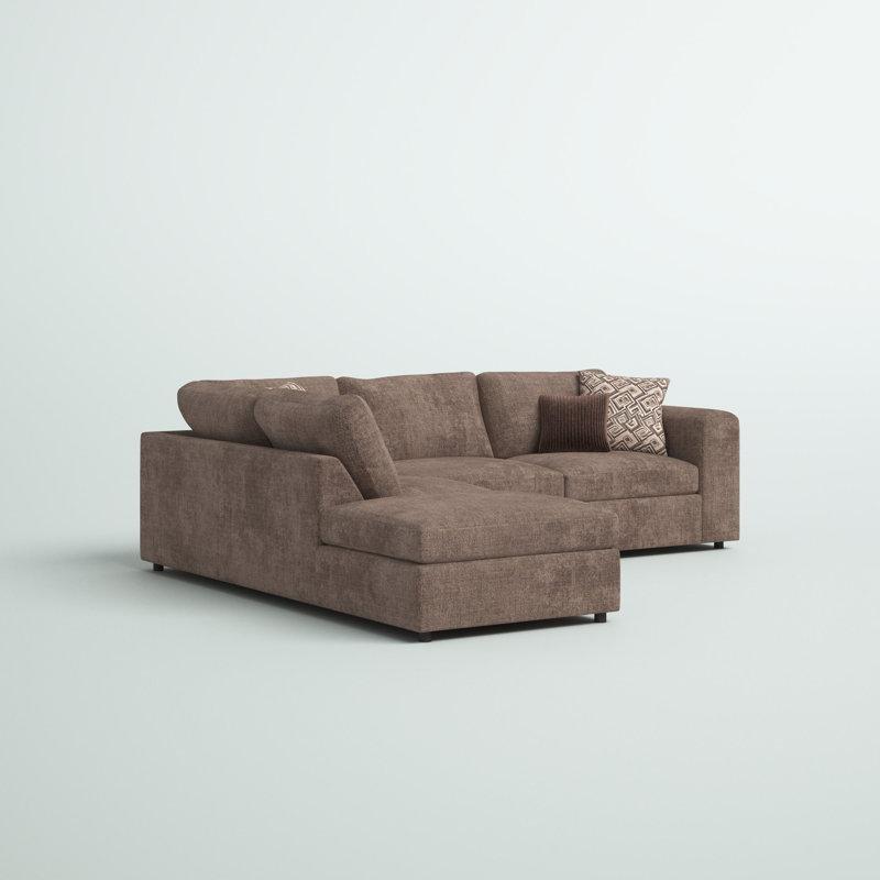 Kahverengi Polyester Kumaş Sol Yönlü Köşe Koltuk Takımı 4 Kırlentli - 290 cm - 193167