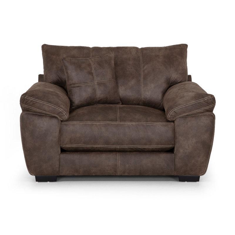 Kahverengi Polyester Yastık Kollu Geniş Tekli Koltuk - 152 cm - 203178