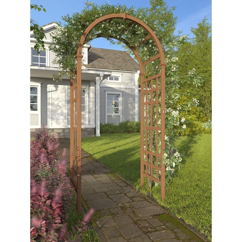 Kahverengi PVC Kafes Detaylı Hava Koşullarına Dayanıklı Bahçe Kemeri - 100x59x200 cm - 178765