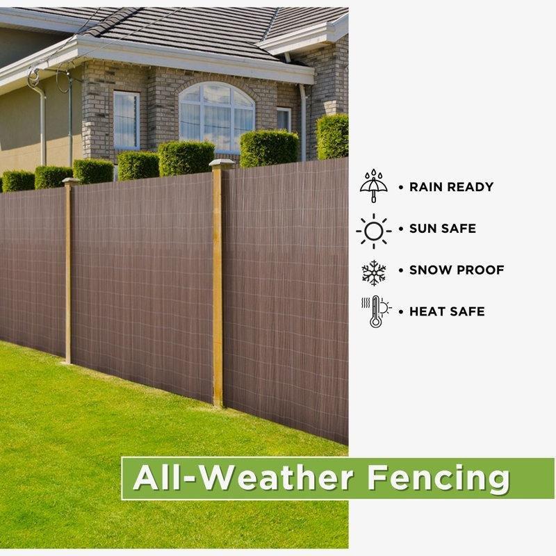 Kahverengi PVC UV Korumalı Kazısız Montajlı Rulo Bambu Tasarımlı Balkon Çiti - 183x244 cm - 174495