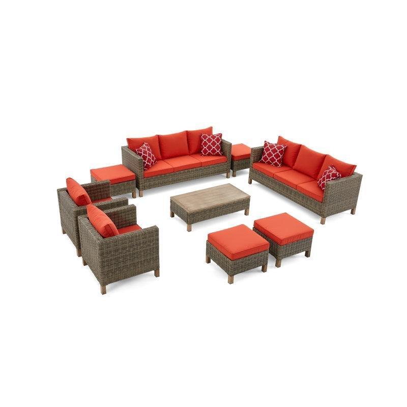 Kahverengi Rattan 12 Kişilik Minderli Bahçe Takımı - 211305