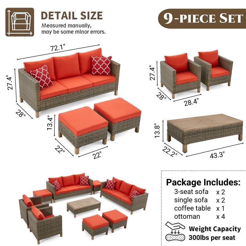 Kahverengi Rattan 12 Kişilik Minderli Bahçe Takımı - 211305