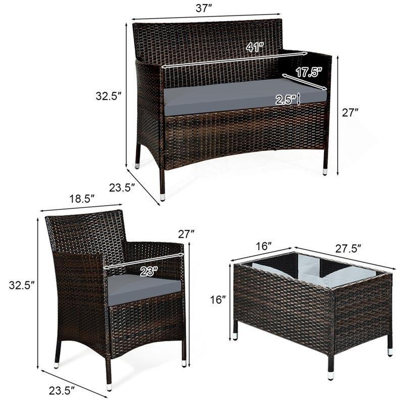 Kahverengi Rattan 8 Kişilik Minderli Modüler Bahçe Takımı - 209824