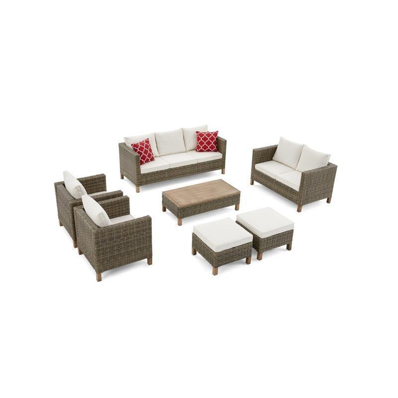 Kahverengi Rattan 9 Kişilik Minderli Bahçe Takımı - 211235