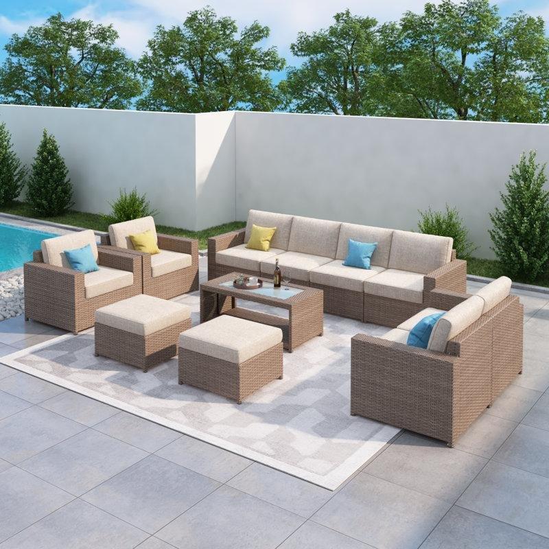 Kahverengi Rattan El Örgüsü Modüler 10 Kişilik Bahçe Takımı - 209618