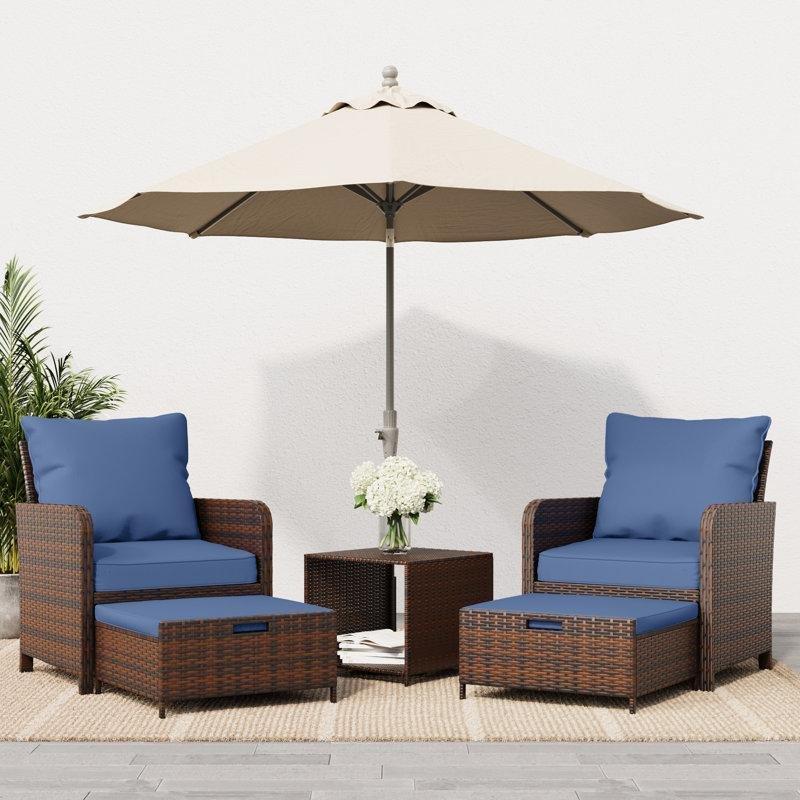 Kahverengi Rattan İki Kişilik Saklama Alanlı ve Puflu Bahçe Takımı - 212591