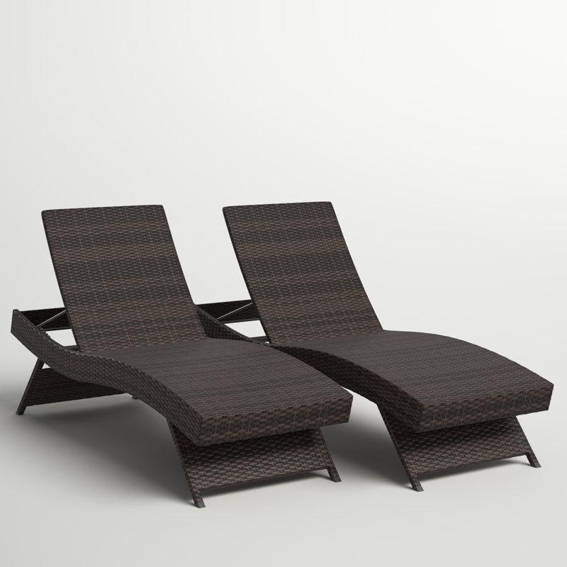 Kahverengi Rattan Katlanabilir 5 Kademeli 2li Set Şezlong - 171707